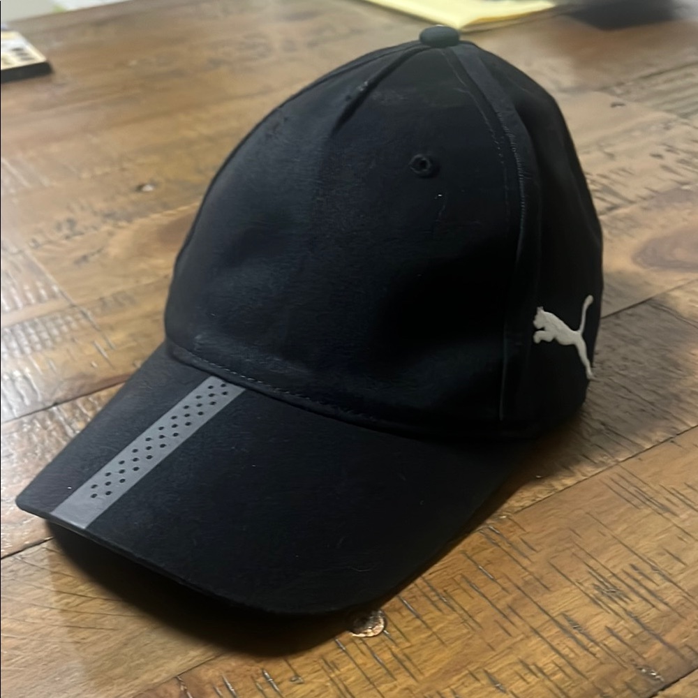 Puma Black Cap with Gray Stripe